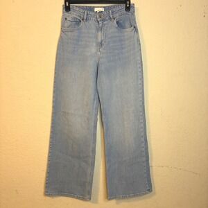 HM Womens Wide Leg High Waist Jeans Light Blue Wash Size 8 Relaxed Denim 28x31